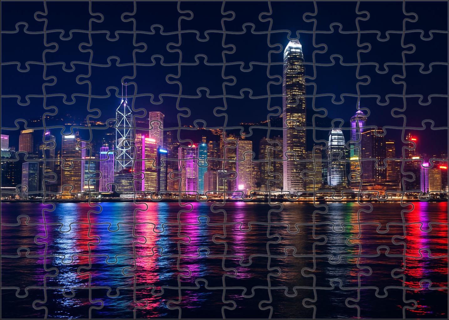 Hong Kong Victoria Harbour Skyline Renowned Globally As The 7th Most Iconic Featuring A Dazzling Vertical Forest Of Towers Puzzle For Kids