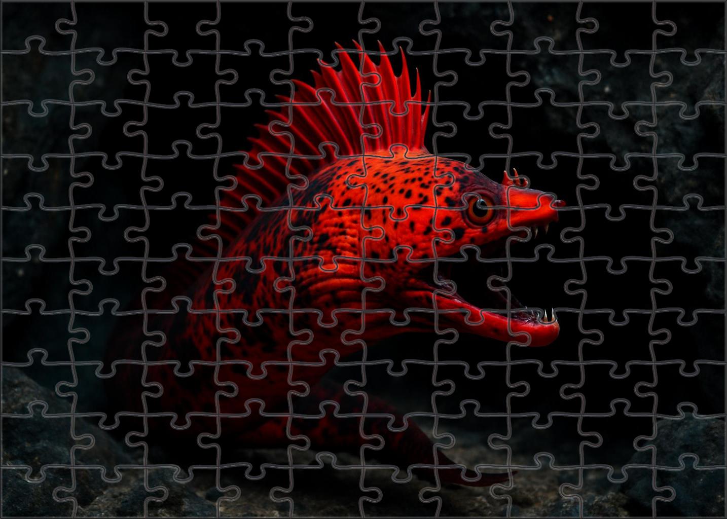 Crimson Crest Moray Bold Hunter With Distinctive Crest Fins Puzzle Fun