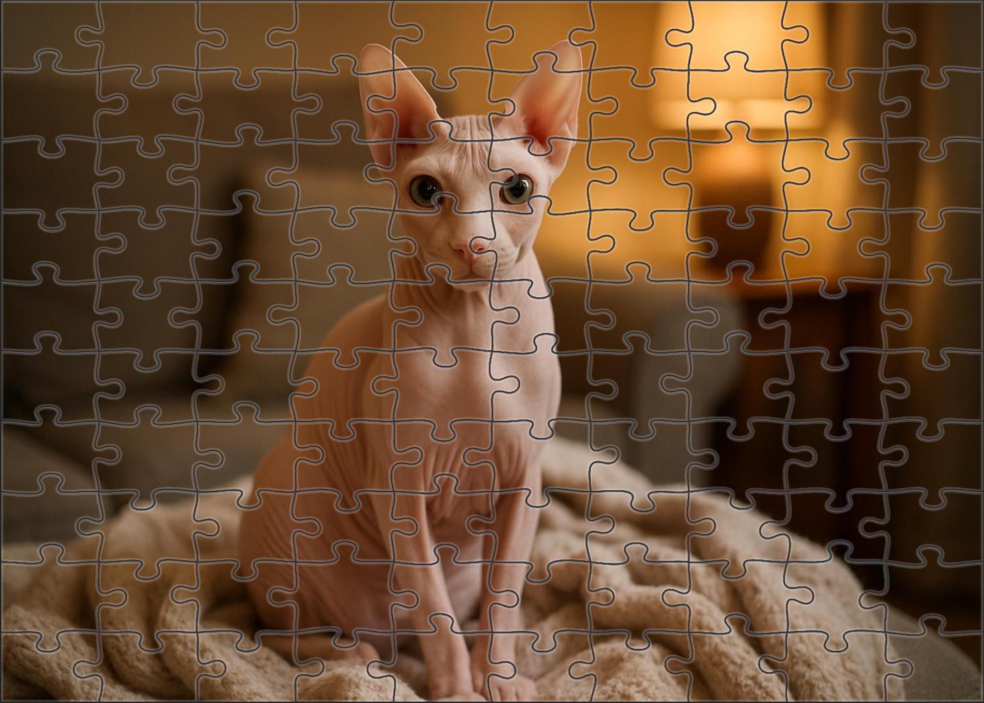 Snow Drift Pure White Hairless Cat With Elegant Presence Challenging Puzzles