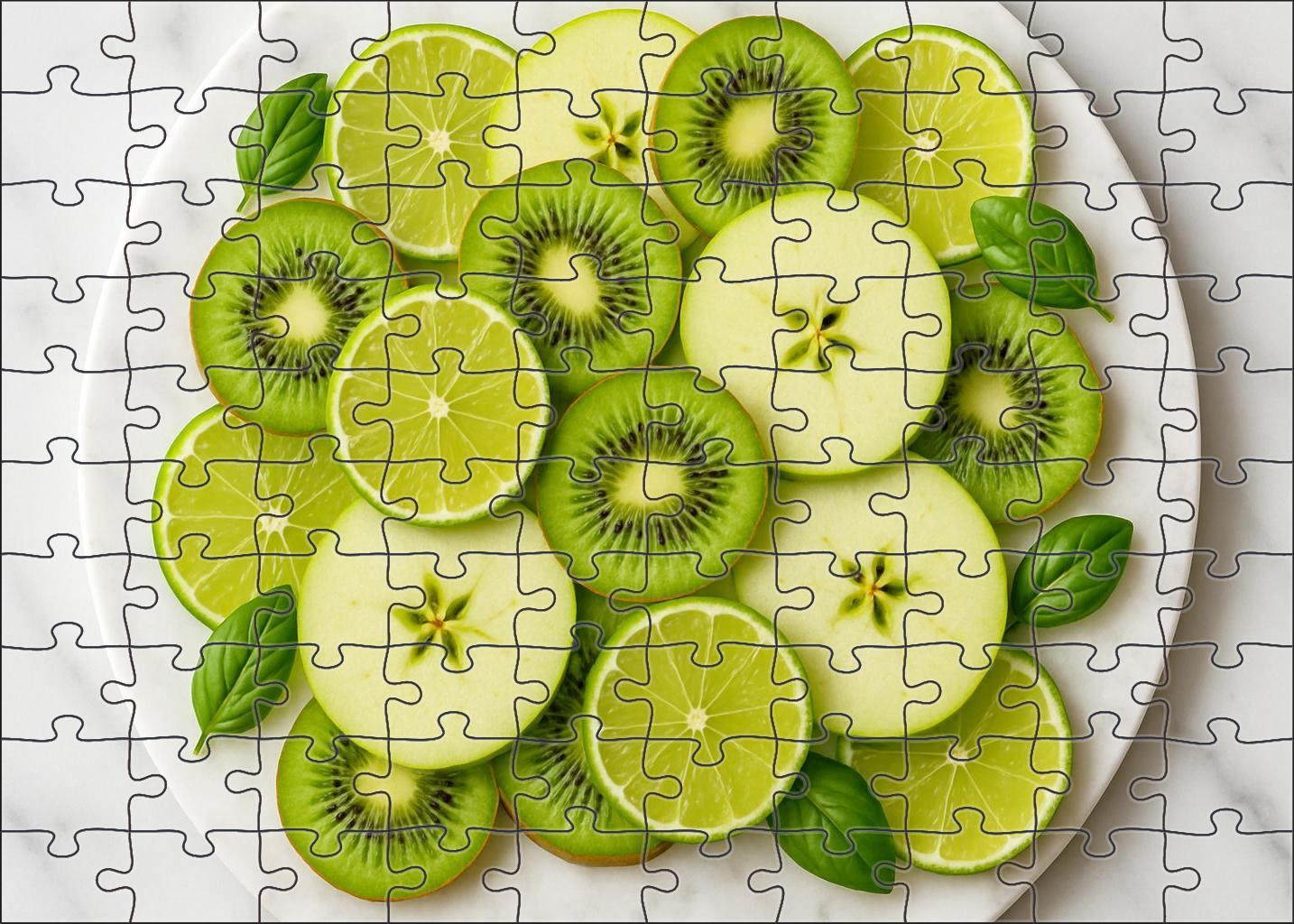 Emerald Citrus Mosaic Lime Kiwi And Green Apple Composition 100 Piece Puzzle