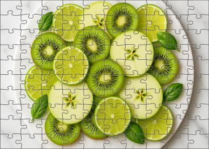 Emerald Citrus Mosaic Lime Kiwi And Green Apple Composition 100 Piece Puzzle