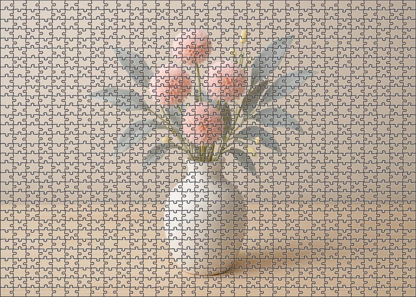 Blush Charm Vase Soft Pink Blooms With Silvery Leaves Family Puzzles