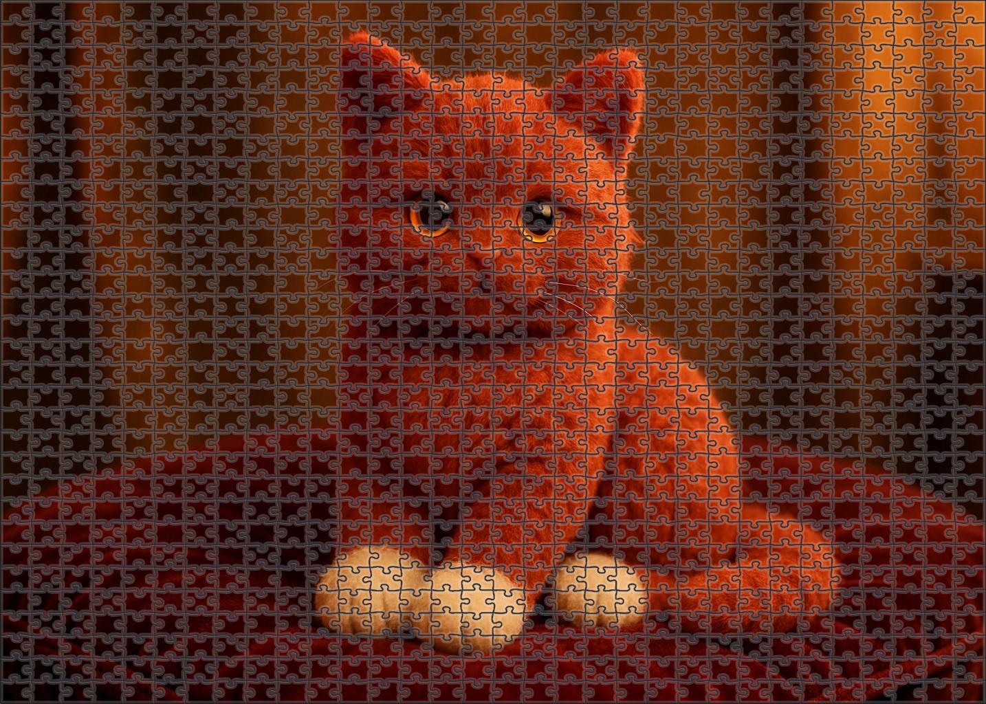 Crimson Velvet Plush Red Mitted Cat With Playful Grace 1000 Piece Puzzle