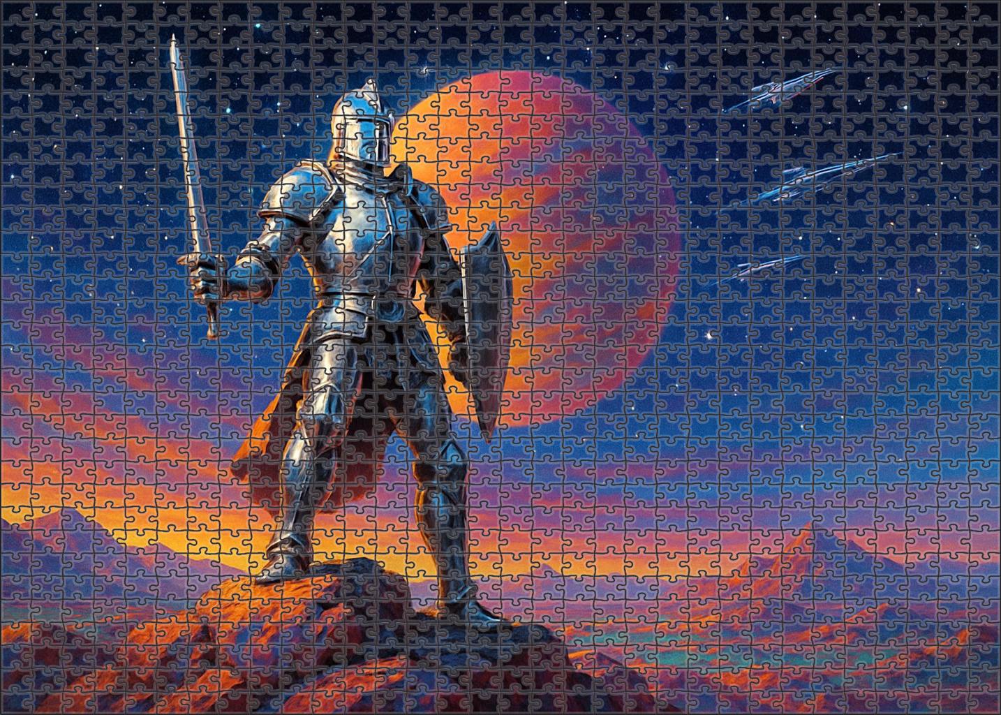 Retro Space Adventure Saga Bold Colors And Heroic Exploration Mini Puzzle
