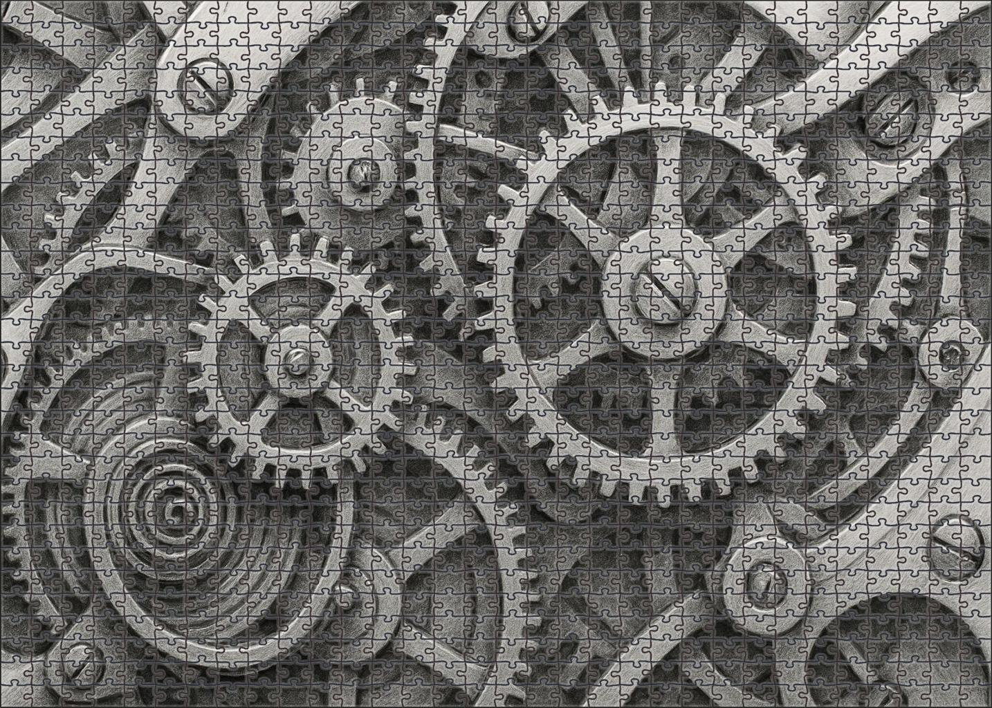 Mechanical Clockworks Precise Ink And Graphite Technical Rendering Large Format Puzzle