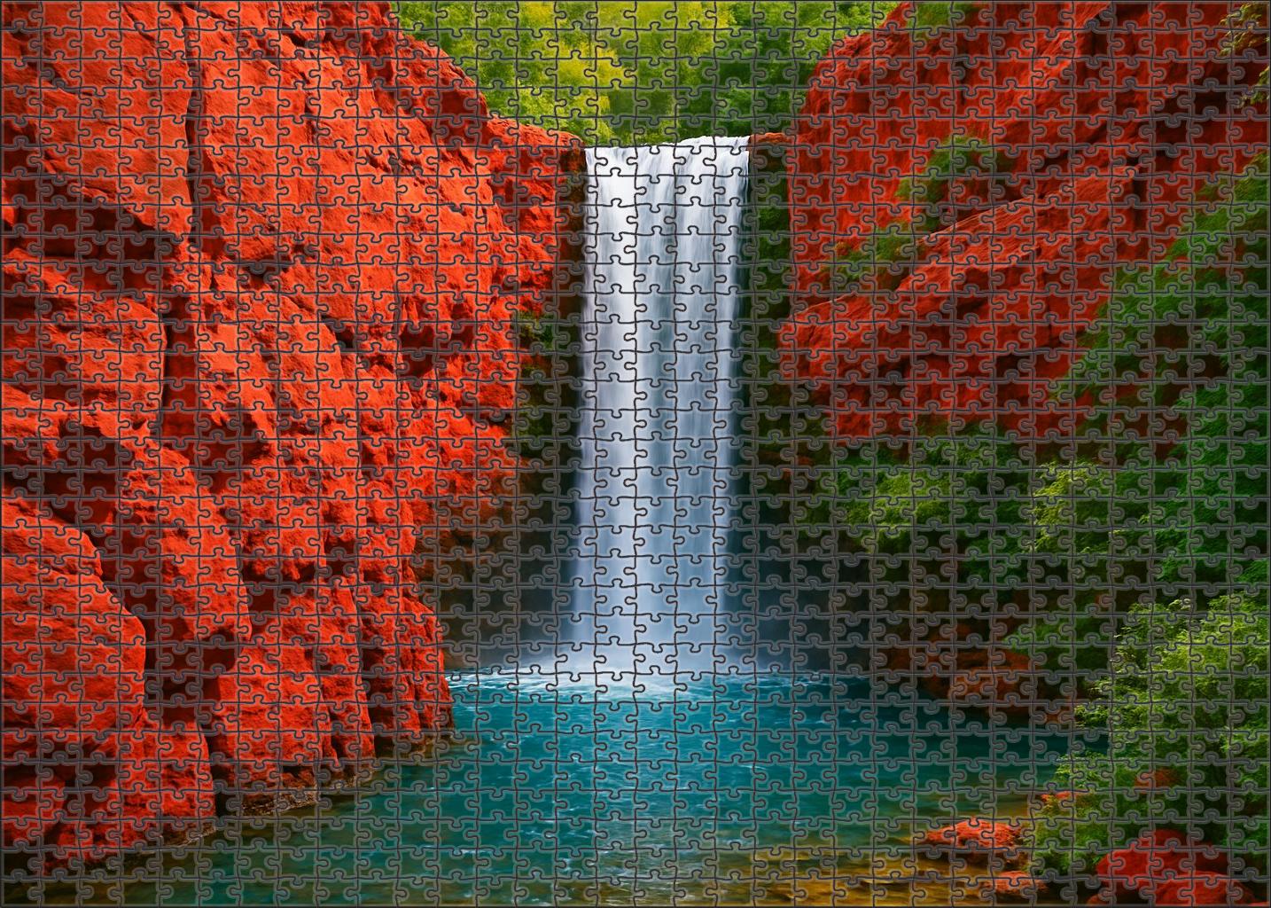 Crimson Echo Falls Premium Puzzle Pieces