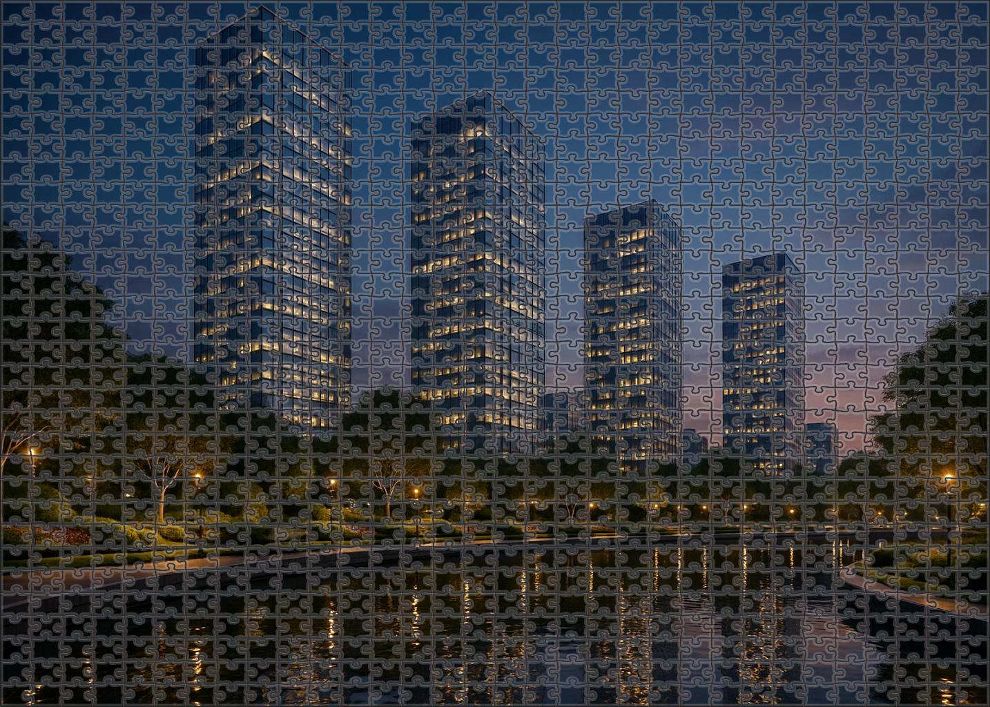 Marina Bay Skyline Integrated Greenery And Sleek Waterfront Illumination In Singapore Puzzle For Adults