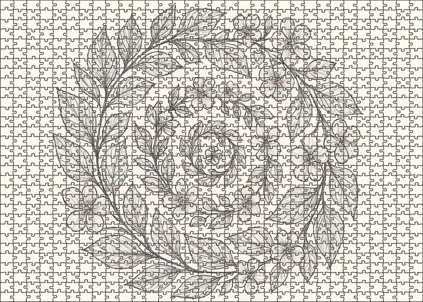Botanical Spiral Study Intricate Fine Pen Linework And Repetitive Pattern Large Format Puzzle