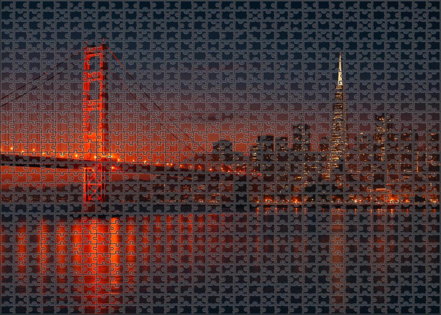 San Francisco Bay Skyline Iconic Golden Gate Arch And Transamerica Pyramid Large Format Puzzle