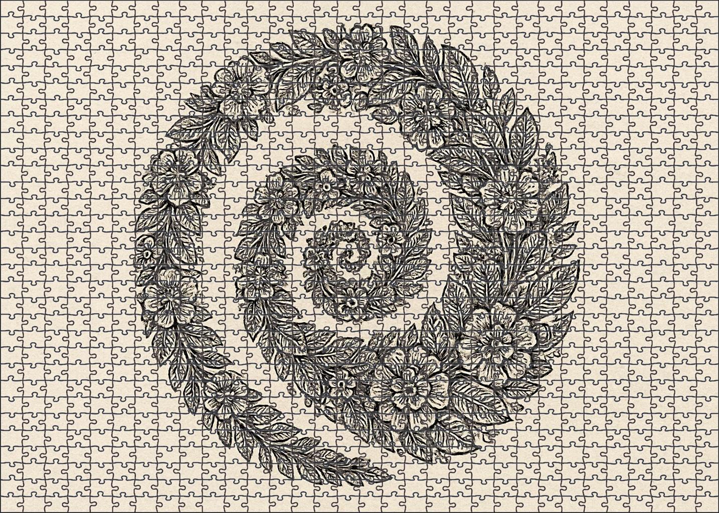 Dynamic Floral Spiral Continuous Ink Line Drawing With Patterned Textures Family Puzzles