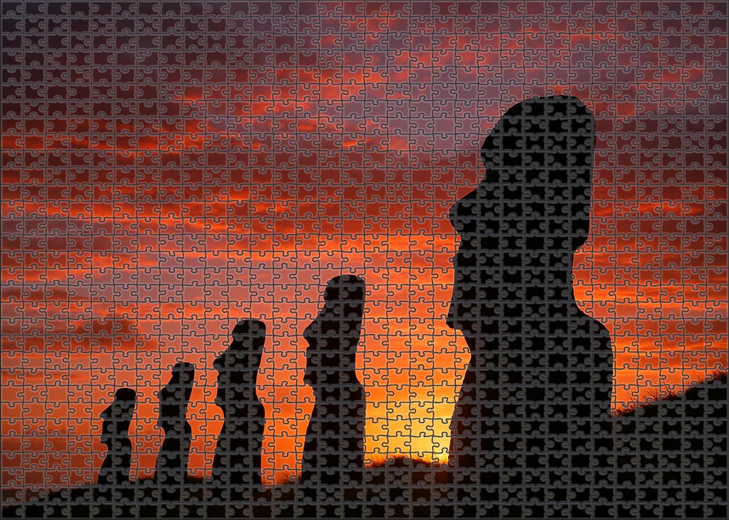 Moai Statues Of Easter Island Chile  Recognized By 7122 Worldwide For Mysterious Monolithic Sculptures Puzzle Challenge