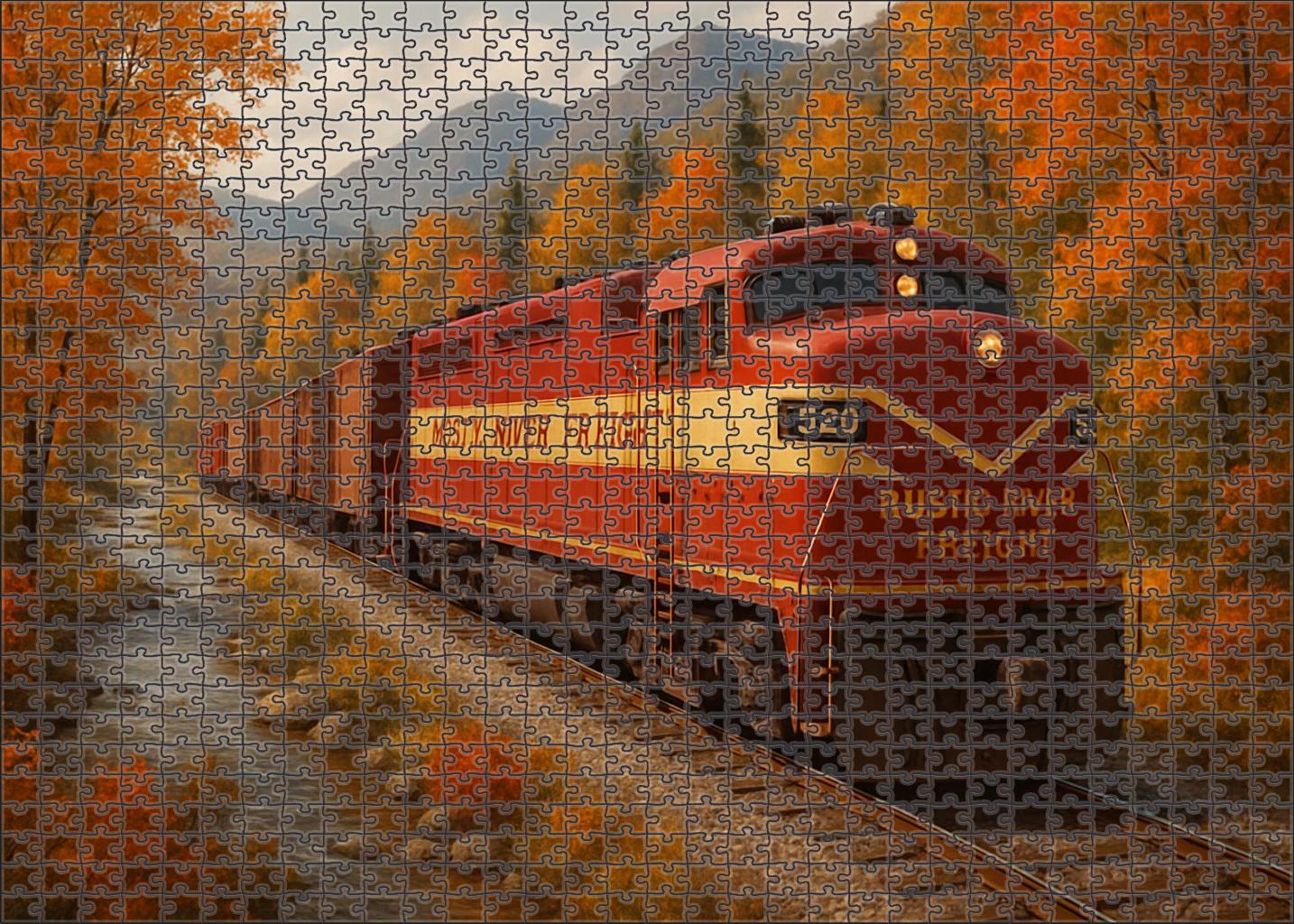 Rustic River Freight Vintage Diesel Locomotive Puzzle For Adults