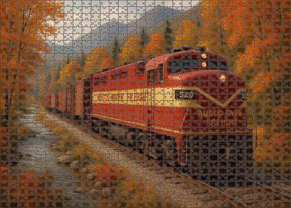 Rustic River Freight Vintage Diesel Locomotive Puzzle For Adults