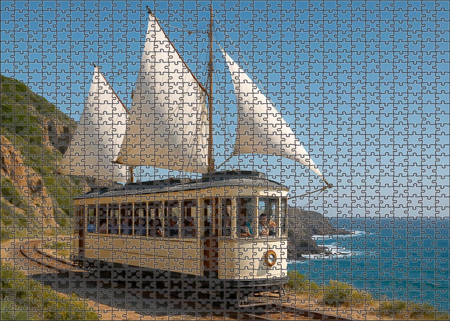 Wind-powered Coastal Sailing Tram Puzzle For Adults