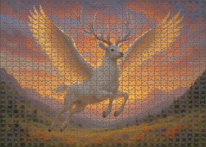 Luminaur Glider Radiant Stag With Prismatic Antlers And Feathered Wings Large Format Puzzle