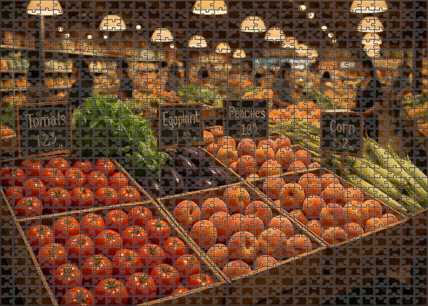 Fresh Market Lane Vibrant Produce Aisle With Seasonal Fruits And Vegetables Premium Puzzle Pieces