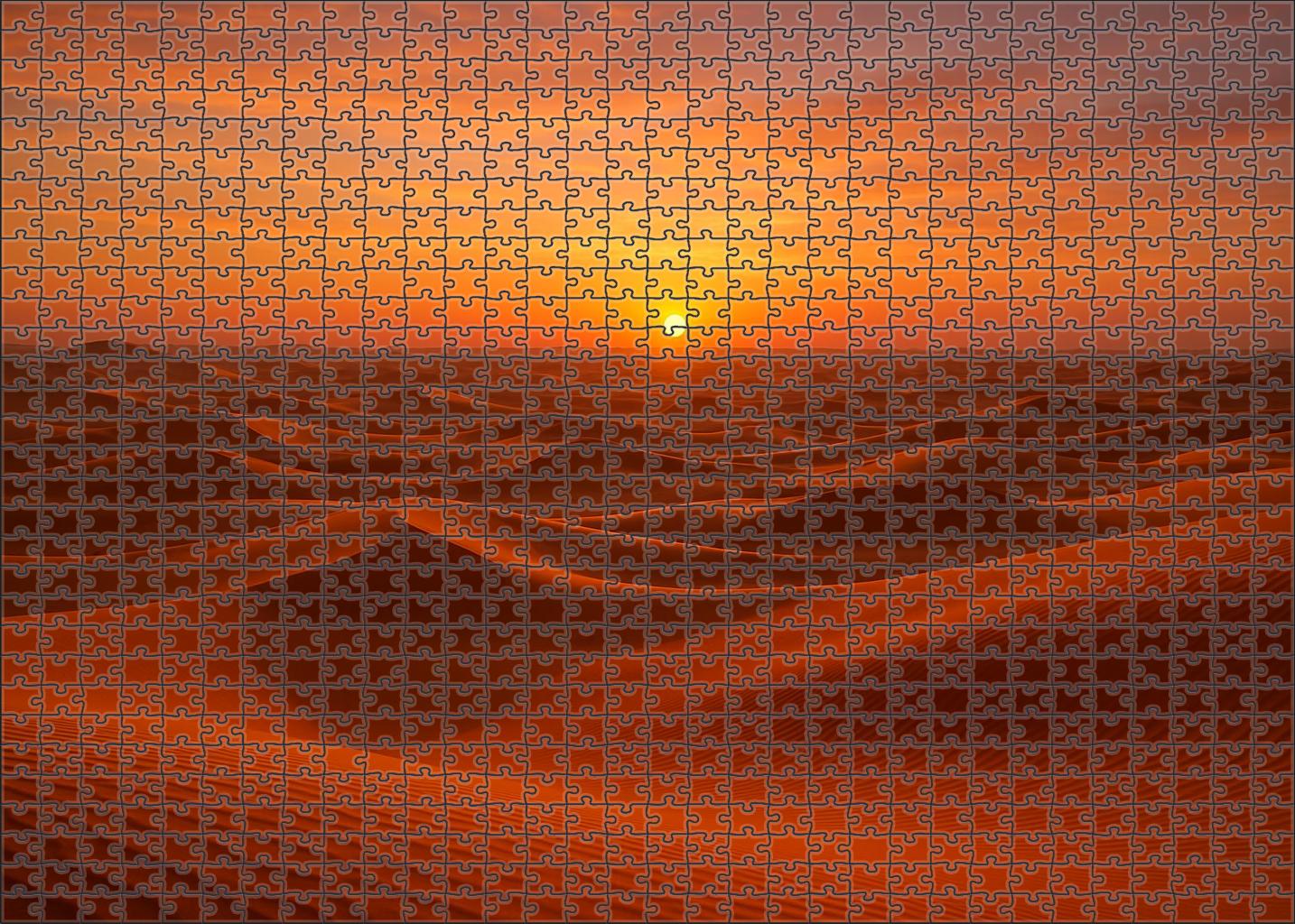 Silent Amber Expanse Endless Dunes Under Soft Sunset Glow Large Format Puzzle
