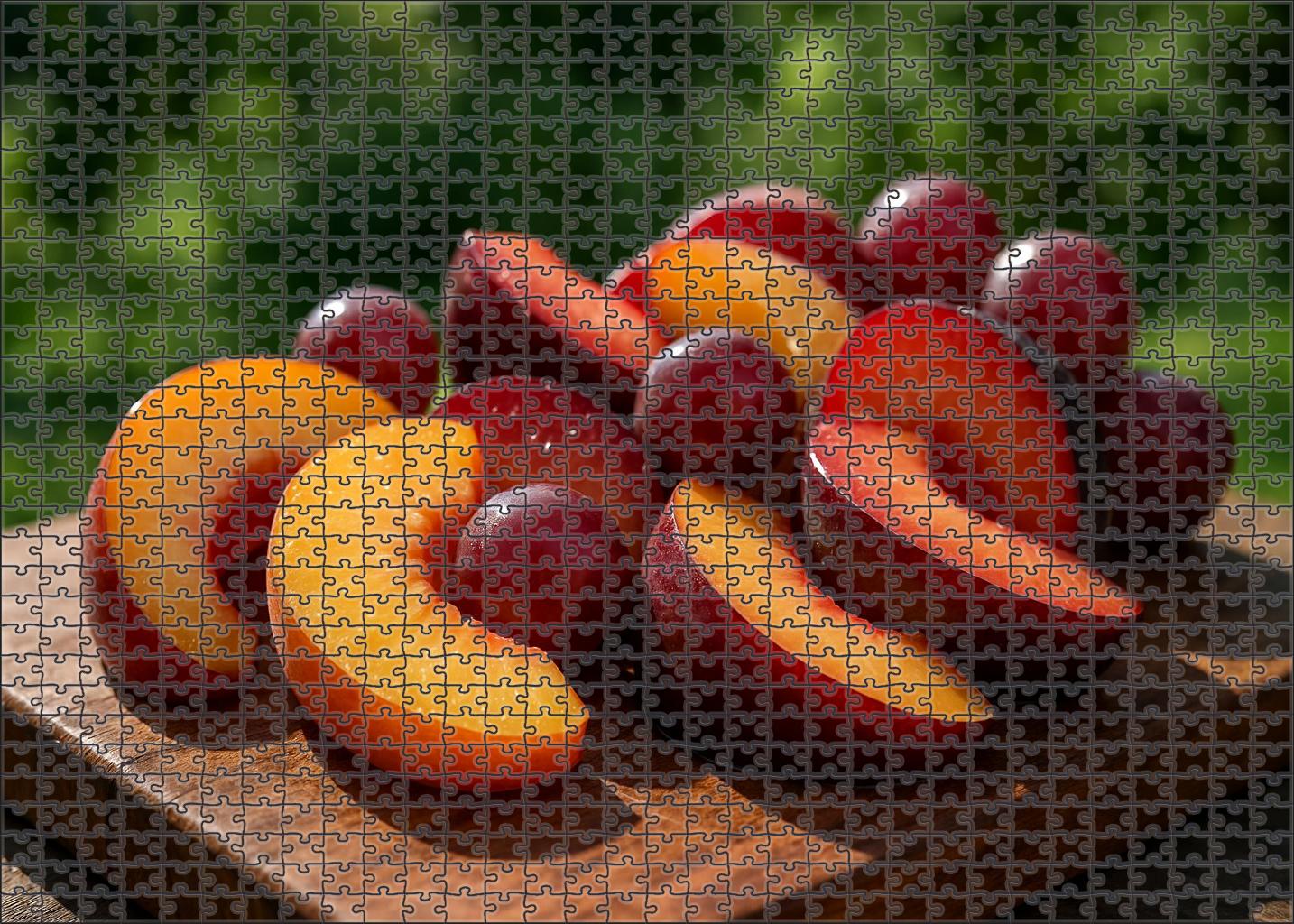 Sunset Orchard Delight Stone Fruit And Grapes Ensemble 100 Piece Puzzle