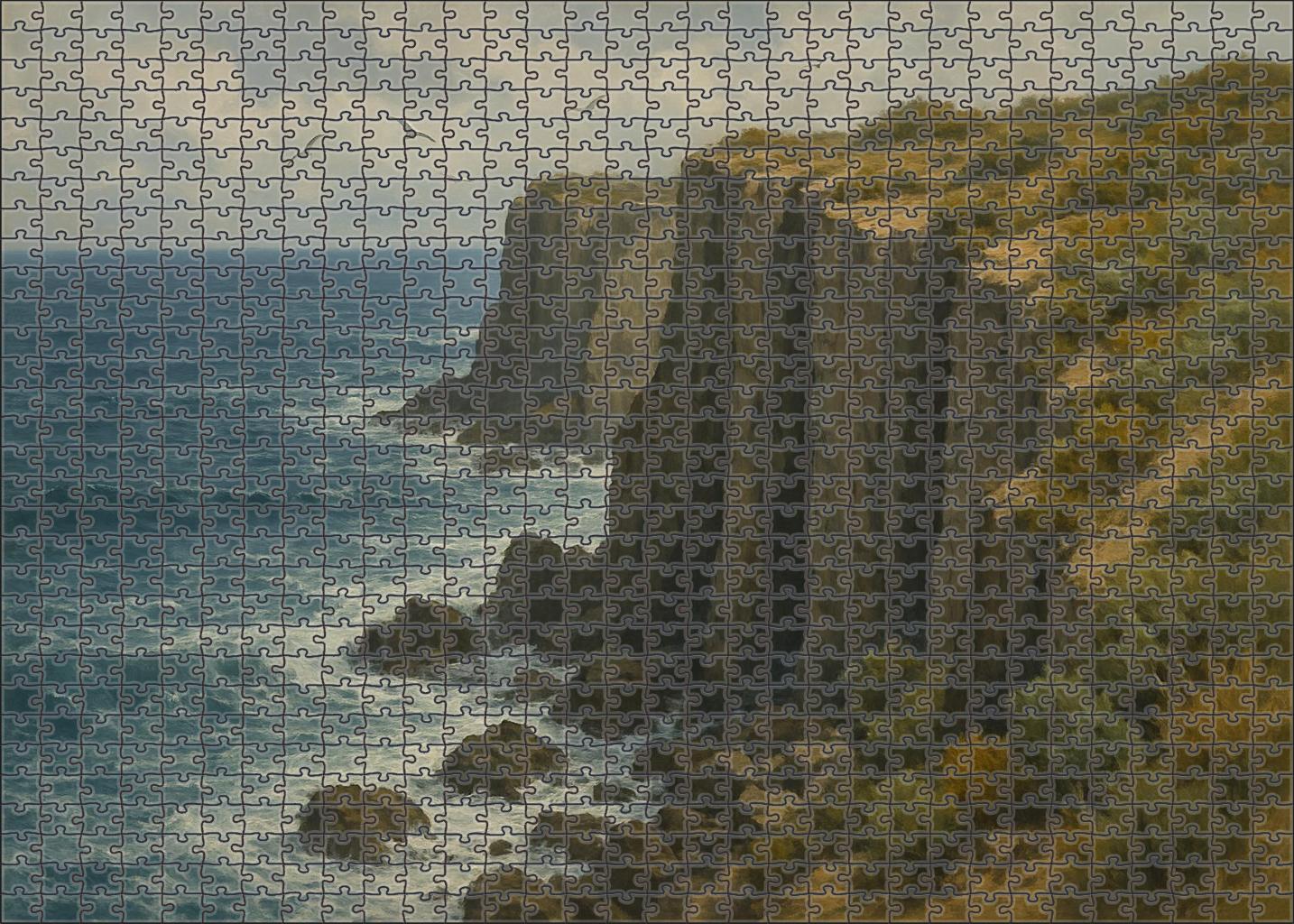 Windward Bluff Dramatic Coastal Cliffs And Ocean Spray Easy Puzzles