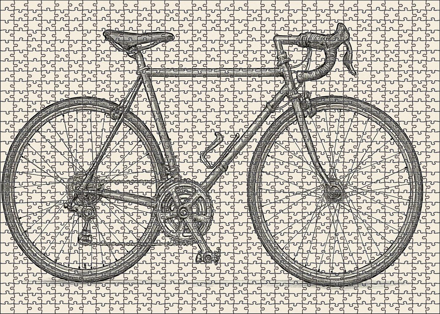 Vintage Bicycle Blueprint Technical Pen Line Drawing Puzzle Challenge