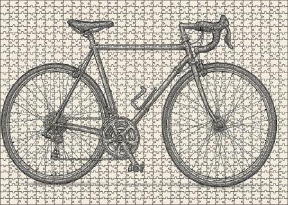 Vintage Bicycle Blueprint Technical Pen Line Drawing Puzzle Challenge