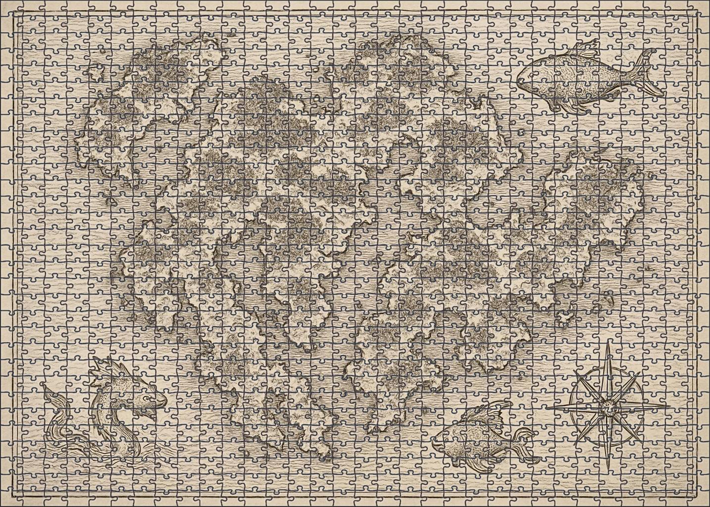 Fanciful Nautical Map Detailed Pen Illustration Of Imaginary Archipelago 20 Piece Puzzle