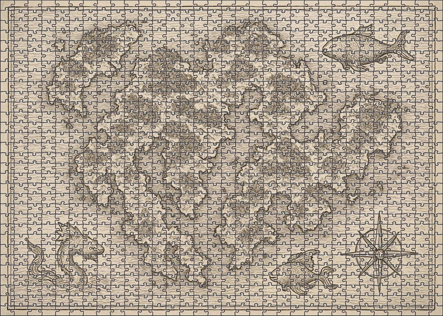 Fanciful Nautical Map Detailed Pen Illustration Of Imaginary Archipelago 20 Piece Puzzle