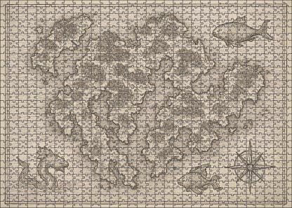 Fanciful Nautical Map Detailed Pen Illustration Of Imaginary Archipelago 20 Piece Puzzle
