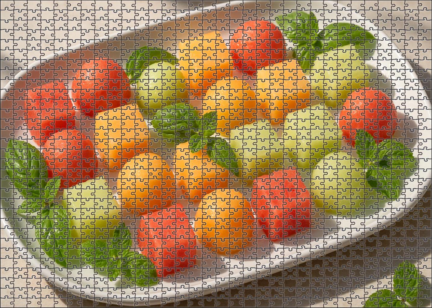 Melon Harmony Platter Spherical And Cubed Juicy Melons With Fresh Herbs Puzzle Challenge