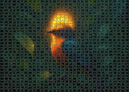 Glowing Hornbill Vibrantly Plumed Bird With Luminescent Crest And Social Foraging Habits Puzzle Collection