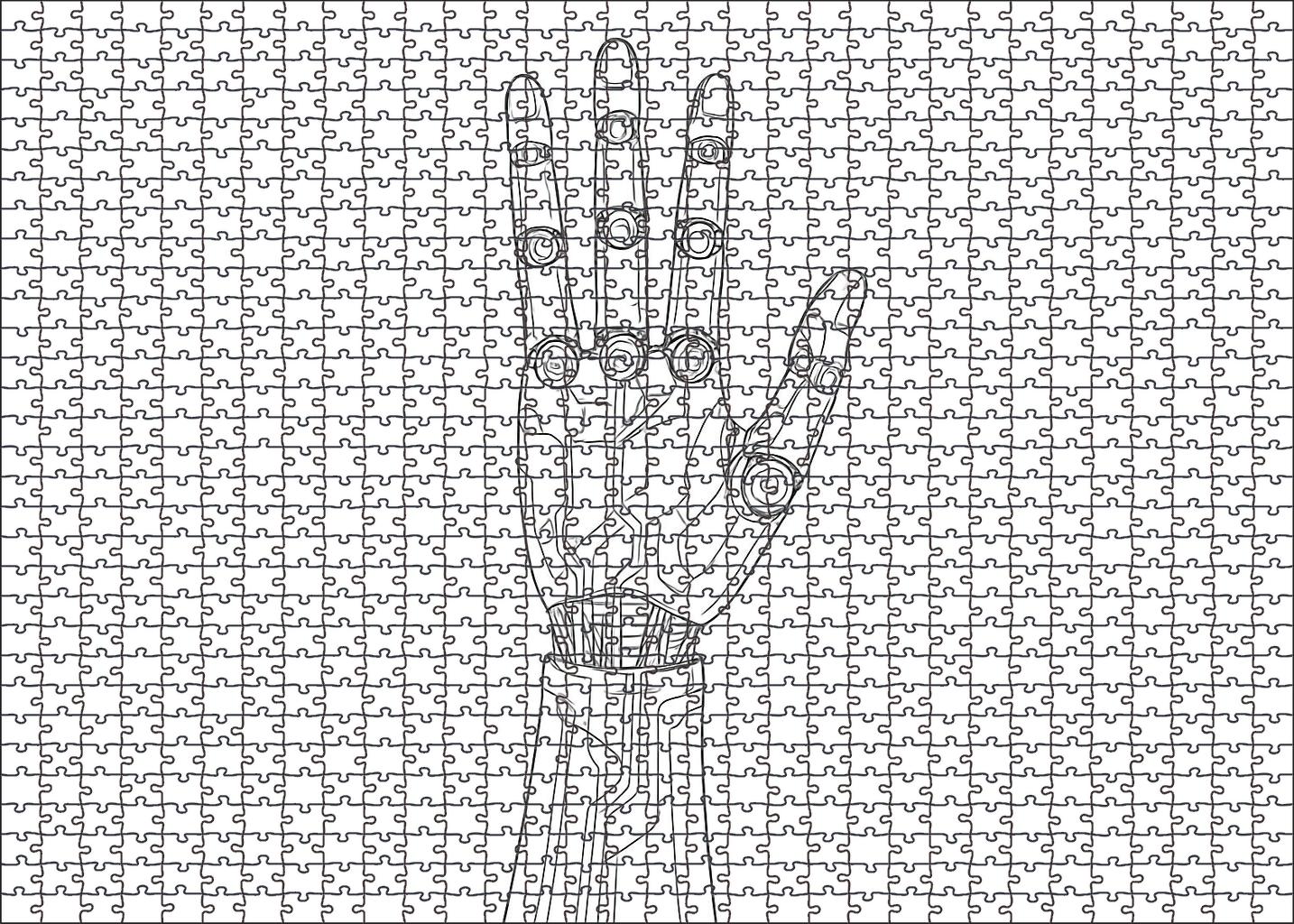 Mechanical Hand Draft Inked Line Drawing Of Robotic Appendage With Precision And Detail 1000 Piece Puzzle