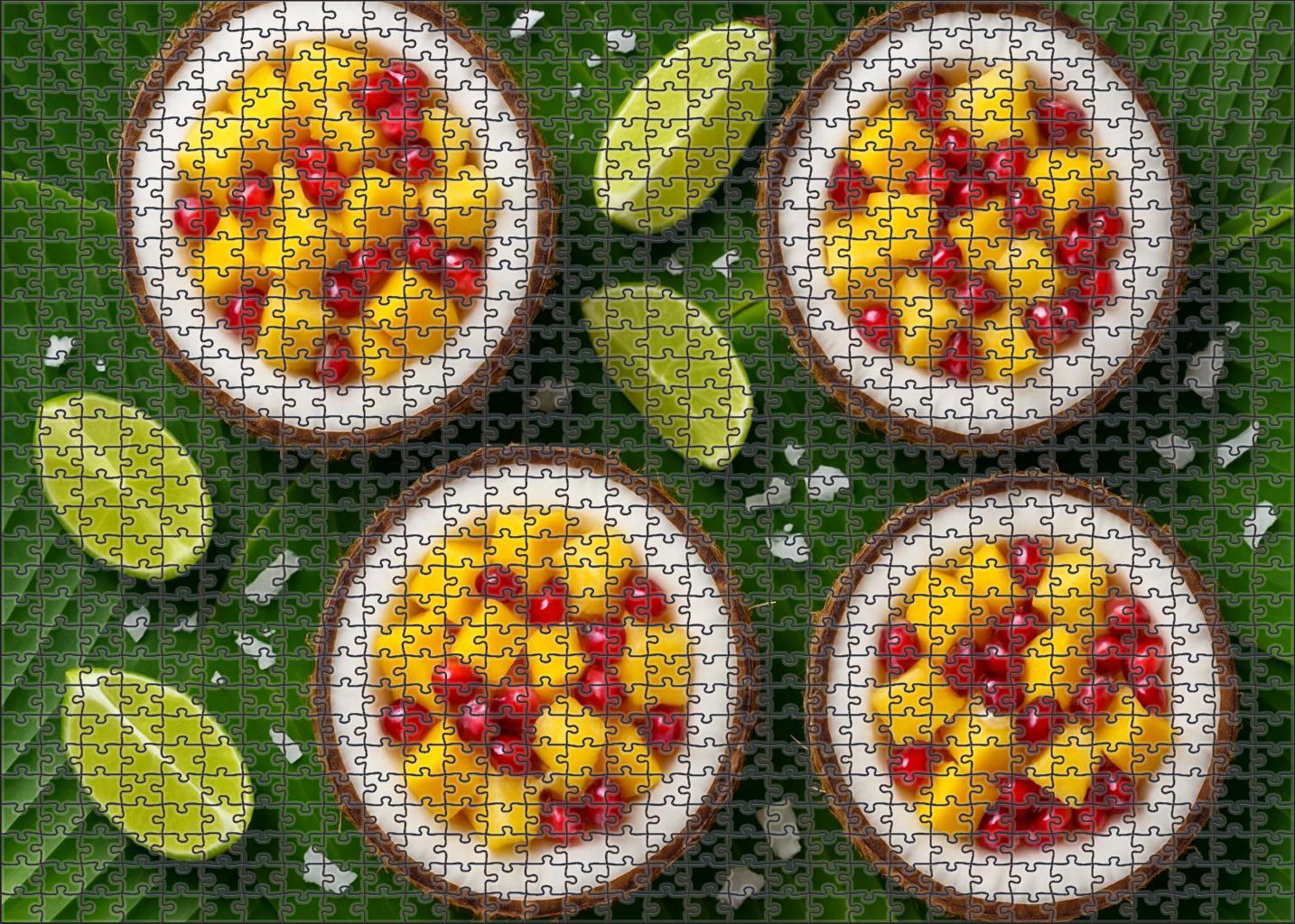 Tropical Wave Coconut Bowls Brimming With Exotic Fruits Puzzle Challenge