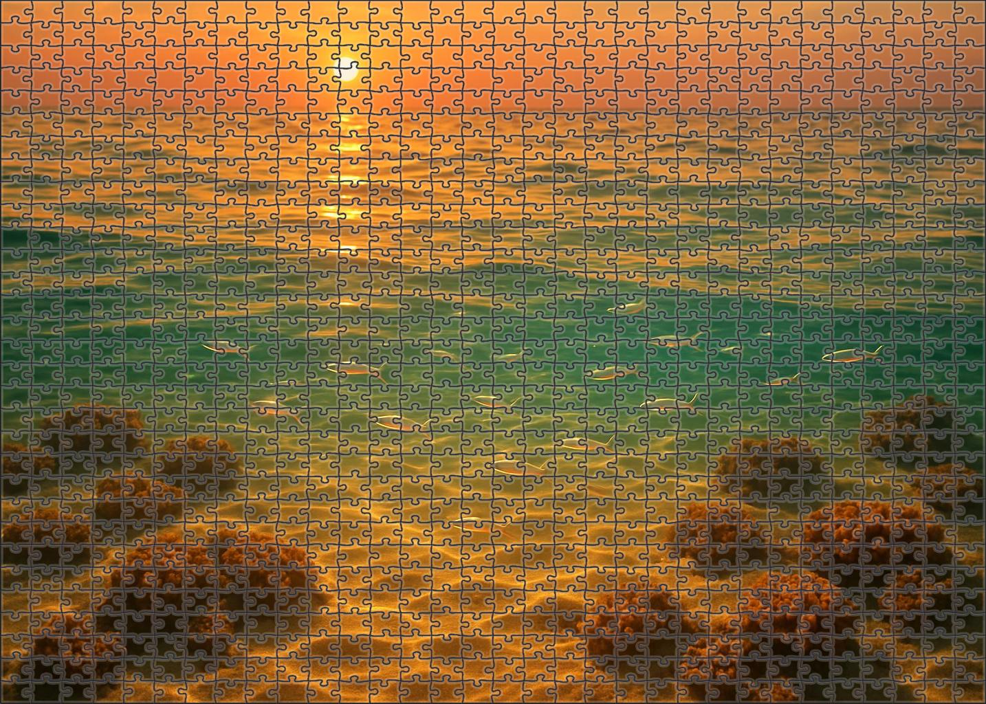 Golden Sundown Shoals Custom Jigsaw Puzzle