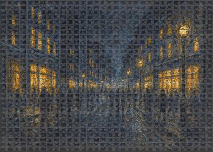 Urban Nightscape Sketch Charcoal And White Chalk On Toned Paper Puzzle Challenge