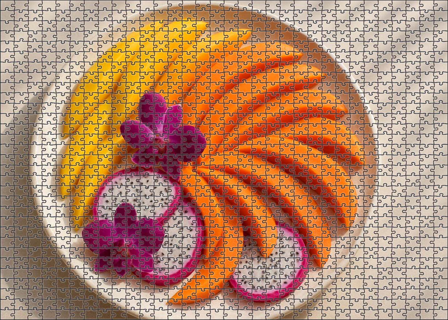 Tropical Cascade Mango Papaya And Dragon Fruit Flow 100 Piece Puzzle