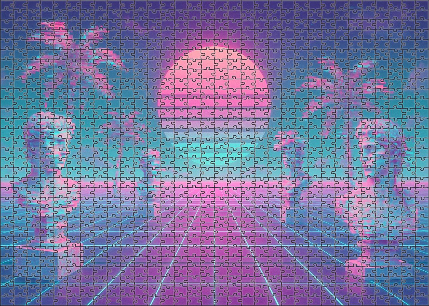 Vaporwave Dreamscape Surreal Internet Nostalgia And Pastel Hues 50 Piece Puzzle