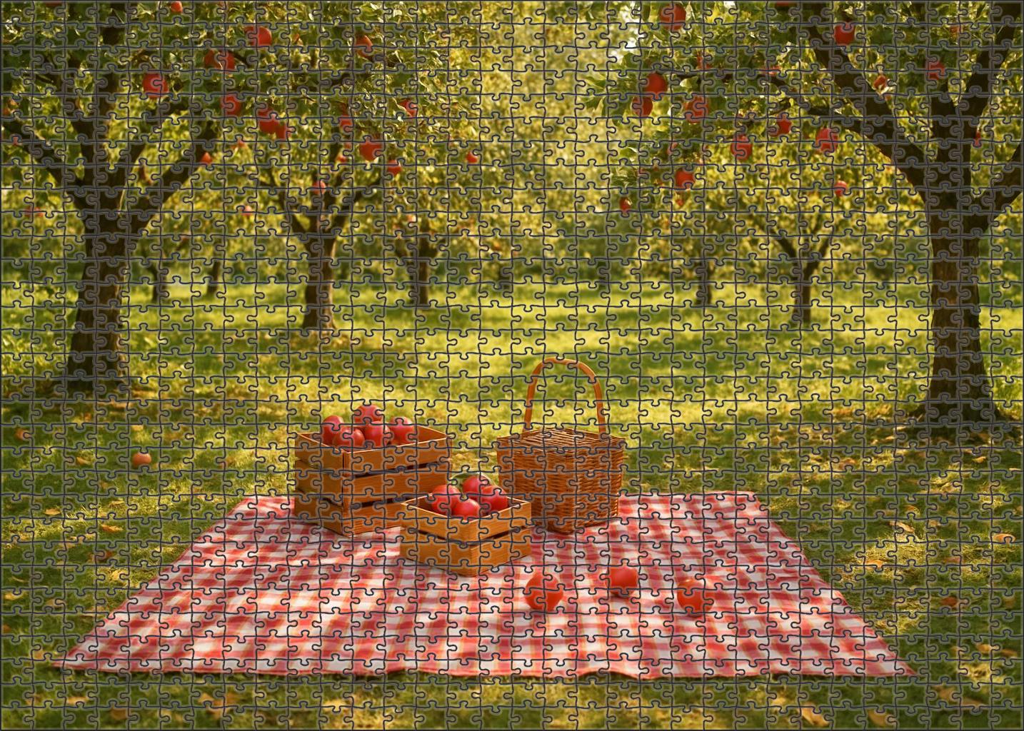 Sunlit Orchard Picnic Unique Puzzle Design