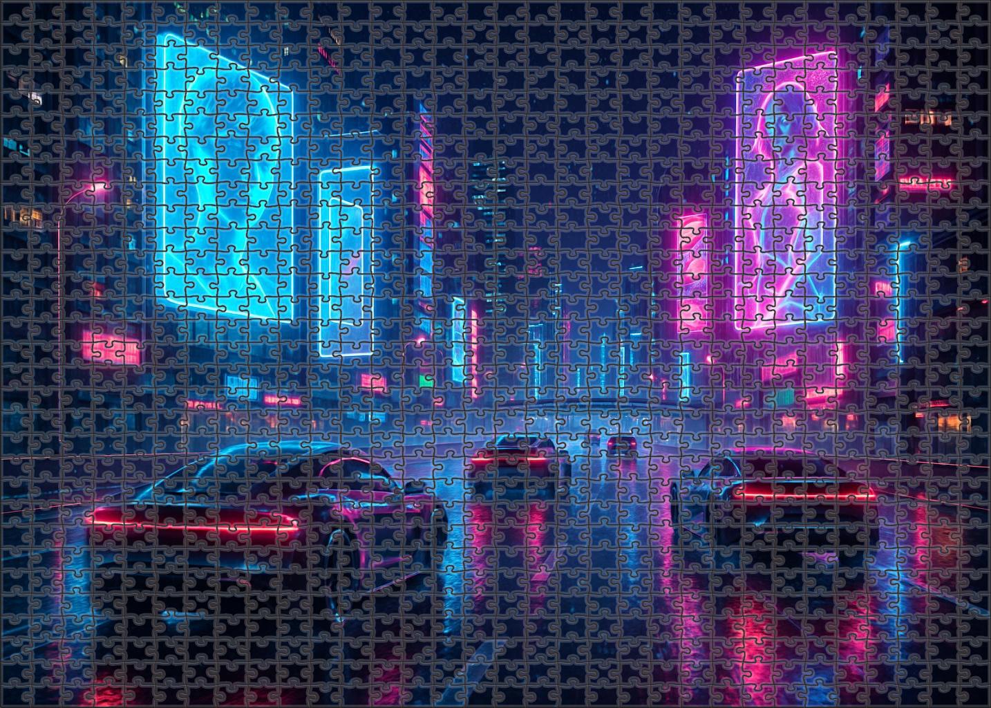 Synthwave Racing Neon Streets And High-octane Speed Unique Puzzle Design
