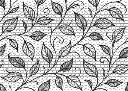 Abstract Botanical Line Art Minimalist Pen Drawing Of Stylized Leaves And Vines Large Format Puzzle