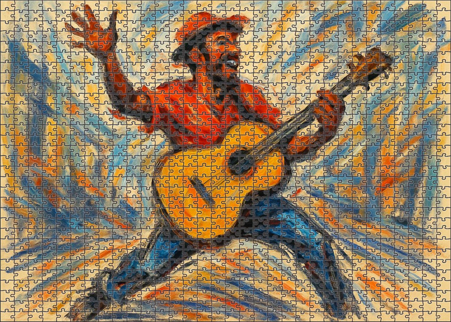 Dynamic Street Performer Sketch Loose Charcoal And Energetic Gesture Large Format Puzzle