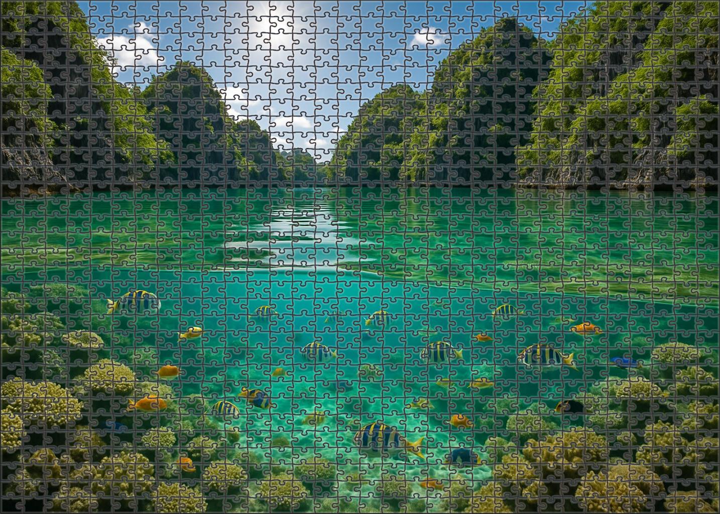 Emerald Lagoon Oasis Custom Jigsaw Puzzle