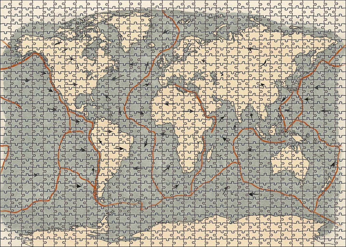 Tectonic Plate Boundary Map With Stress Vectors 50 Piece Puzzle