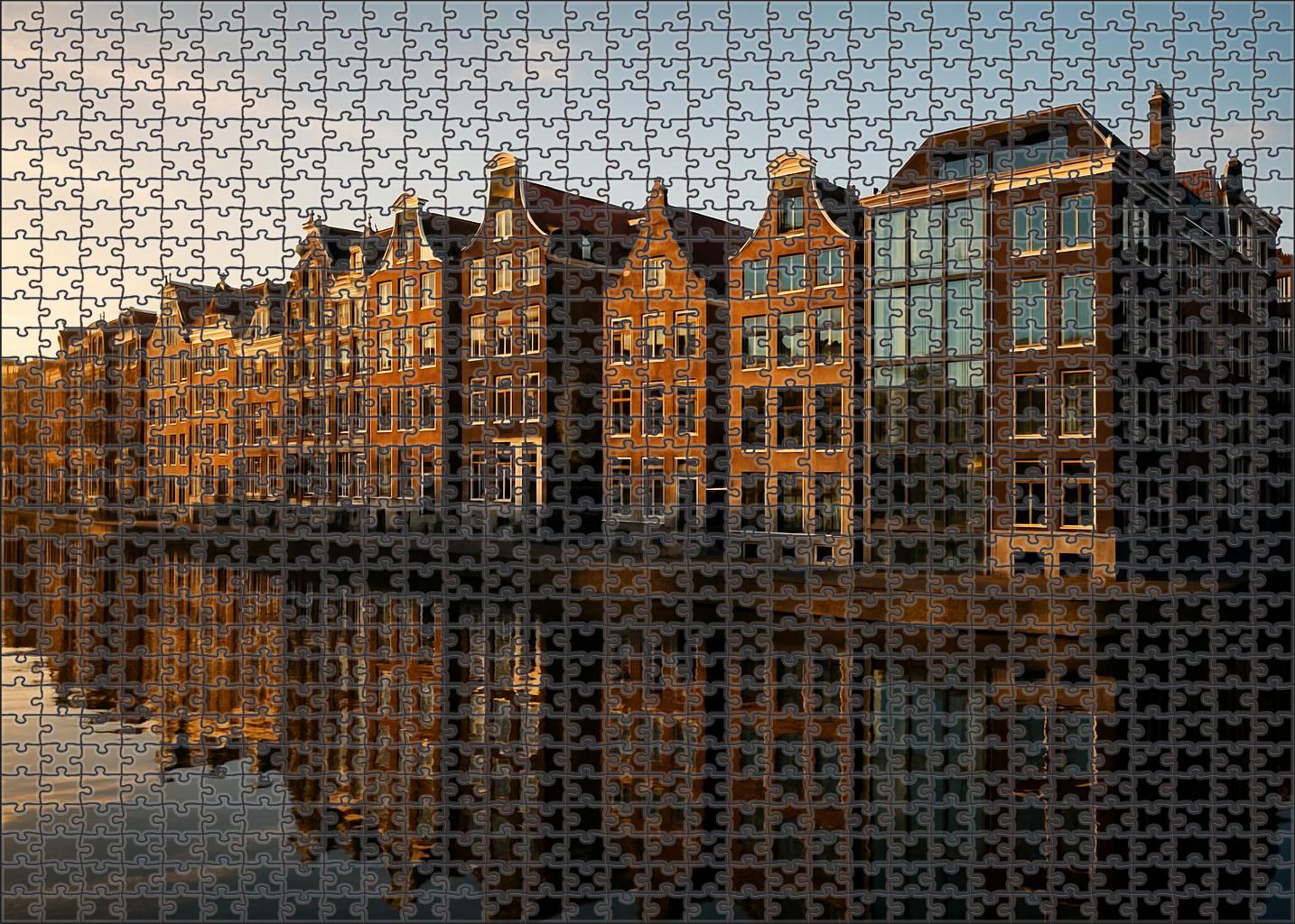 Amsterdam Waterfront Skyline Historic Canals Meet Contemporary Silhouettes 100 Piece Puzzle