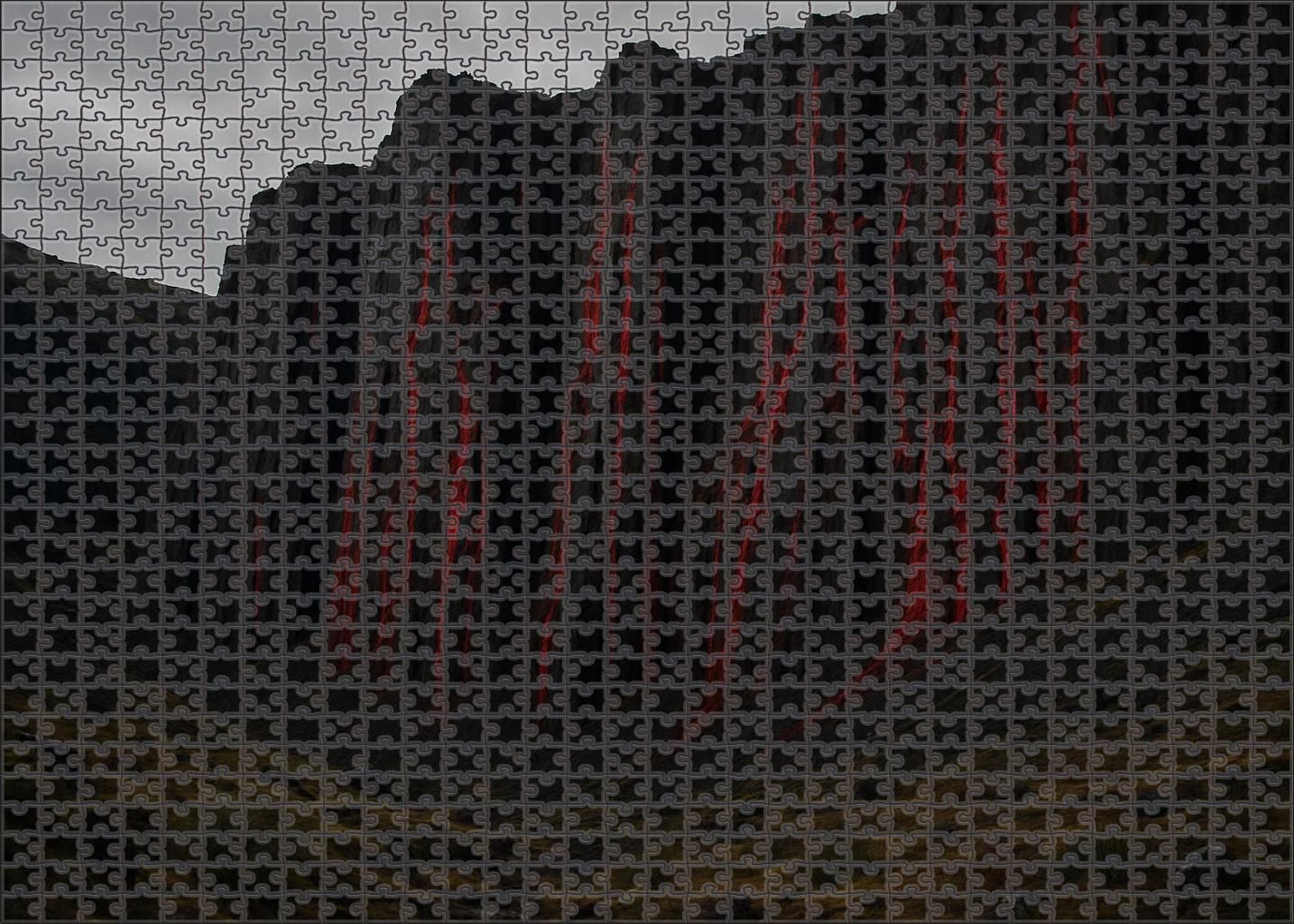 Crimson Basalt Cliffs Puzzle For Adults