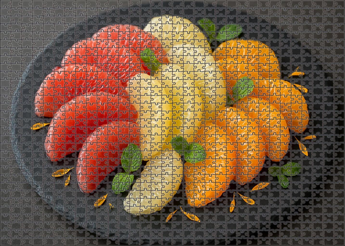 Exotic Citrus Fan Grapefruit Pomelo And Tangerine Segments Large Format Puzzle