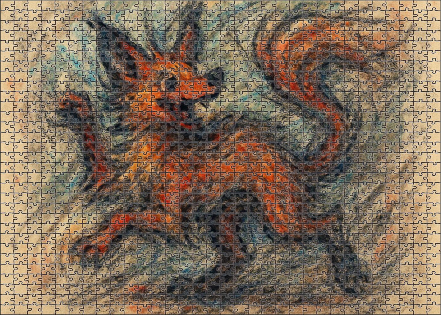 Whimsical Creature Design Loose Charcoal Sketch With Expressive Gestural Lines Mini Puzzle