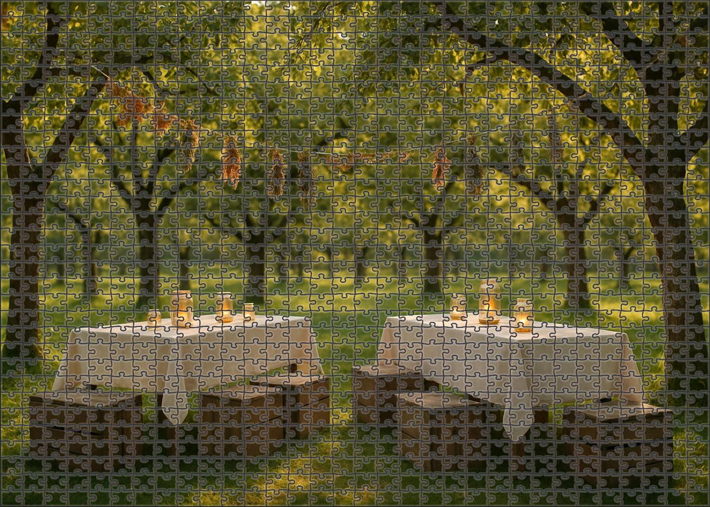 Sunlit Orchard Gathering Premium Puzzle Pieces