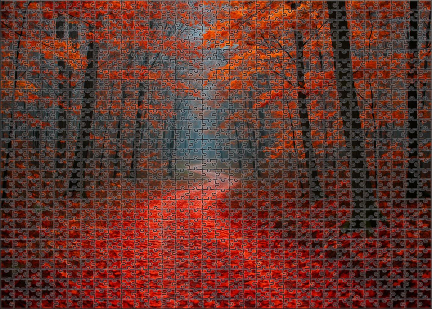 Crimson Leaf Pathway Unique Puzzle Design