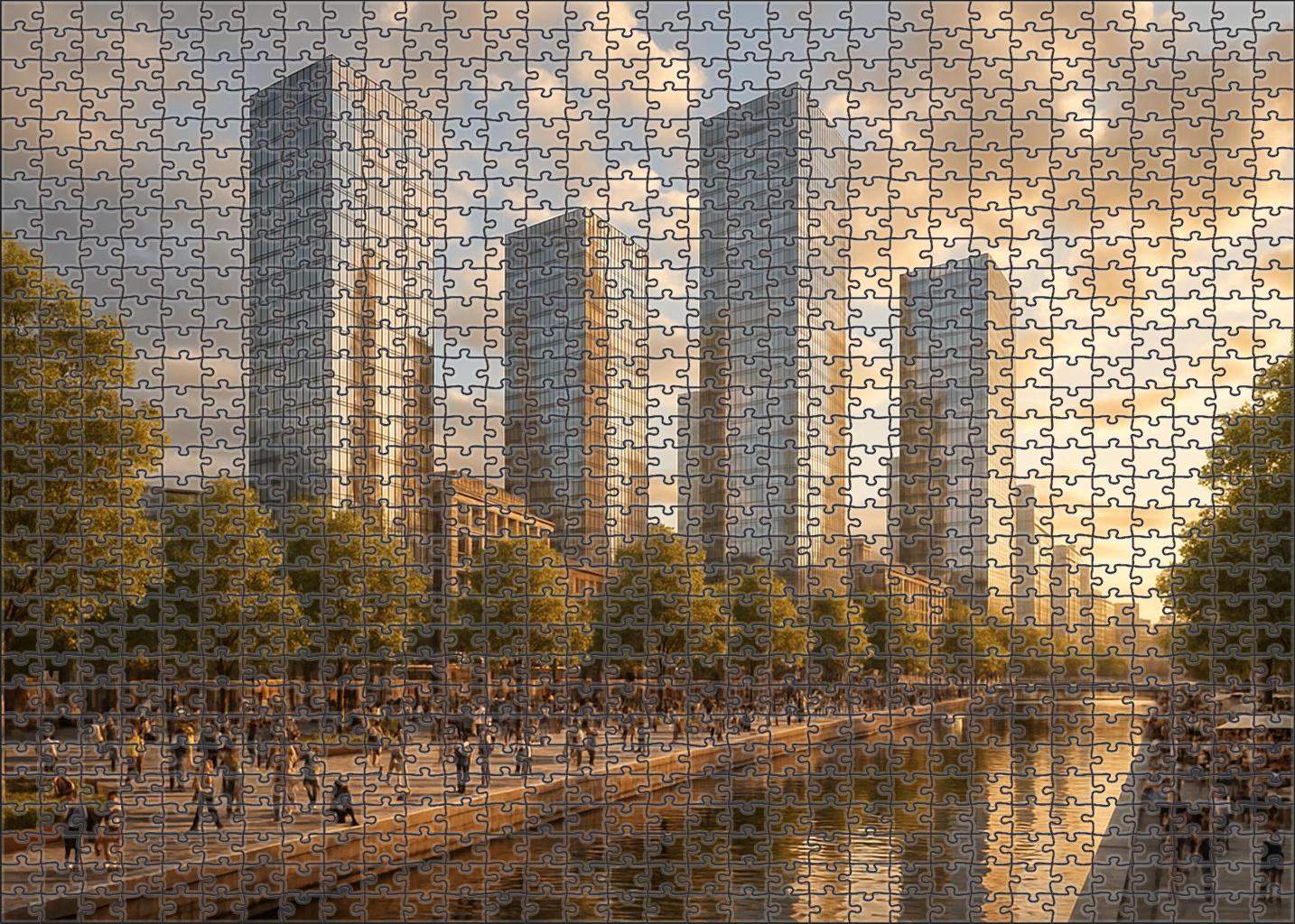 Melbourne Docklands Skyline Waterfront Supertall Cluster Complemented By Innovative Public Spaces Puzzle Challenge