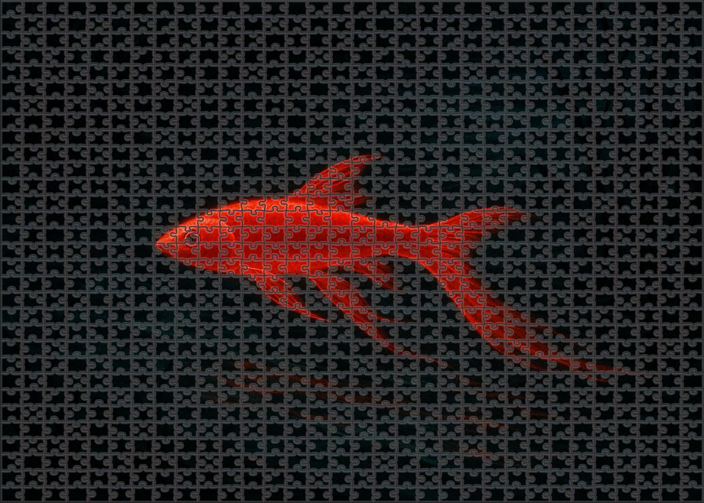 Crimson Ripple Bioluminescent Stream Dweller With Fluid Motions 50 Piece Puzzle